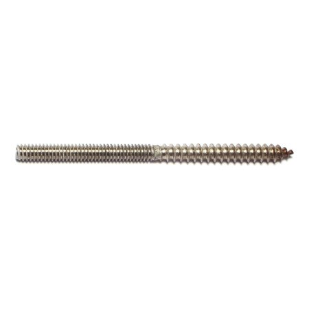 MIDWEST FASTENER Hanger Bolt, 1/4 in Thread to 1/4"-20 Thread, 4 in, 18-8 Stainless Steel, Plain Finish, 6 PK 71122